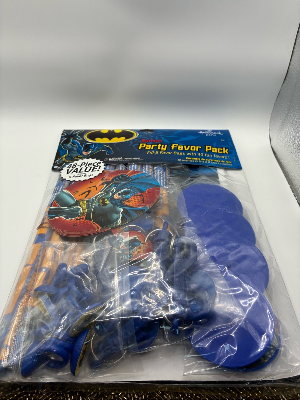 Batman Blue Party Favor Set with Themed Toys and Tokens